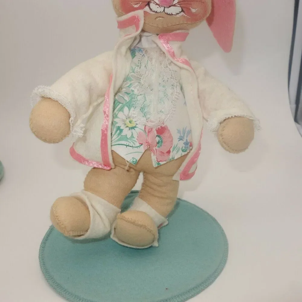 Vintage 1987 Annalee Mr. & Mrs. Easter Bunny Rabbit Pair Couple Parasol Poseable - Picture 4 of 12